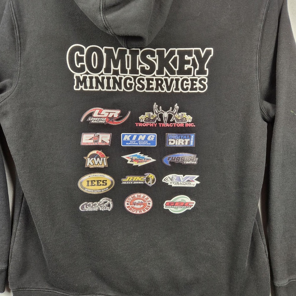 CMS Racing Hoodie Mens XL Black Comiskey Mining‎ Services Graphic Logo Pullover